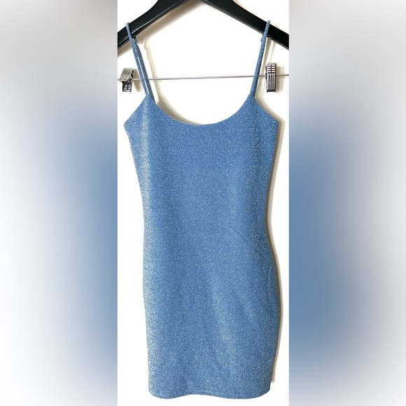 Lucy in the Sky Sparkling Blue Y2K Bodycon Dress XS NWOT - Picture 4 of 13